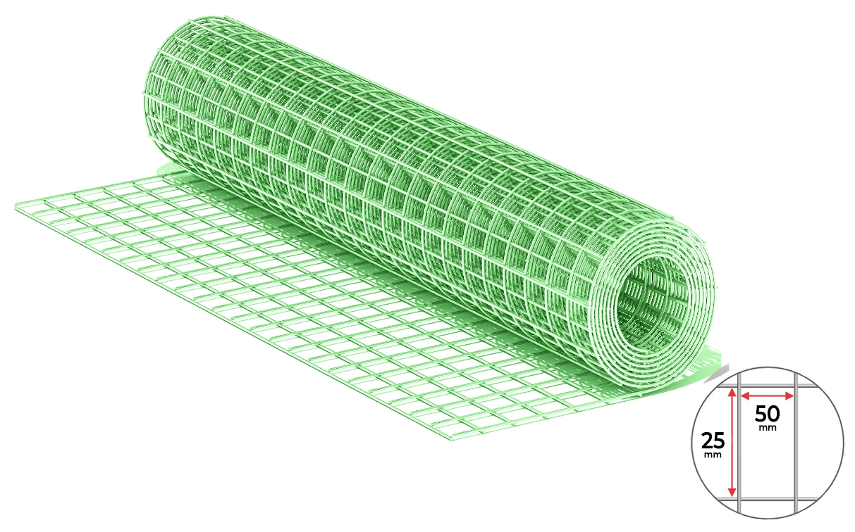Сетка сварная оцинкованная PVC 25.4*50.8 D1.6