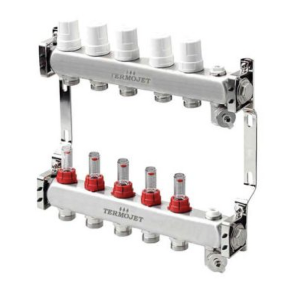 Коллектор нержавеющая сталь Termojet 5 cai cu debitmetru TJ-W-05 1x5