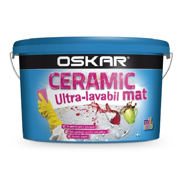 Vopsea Oskar Ceramic Ultravalabil Int Alb Mat 15L+4L AZM Promo