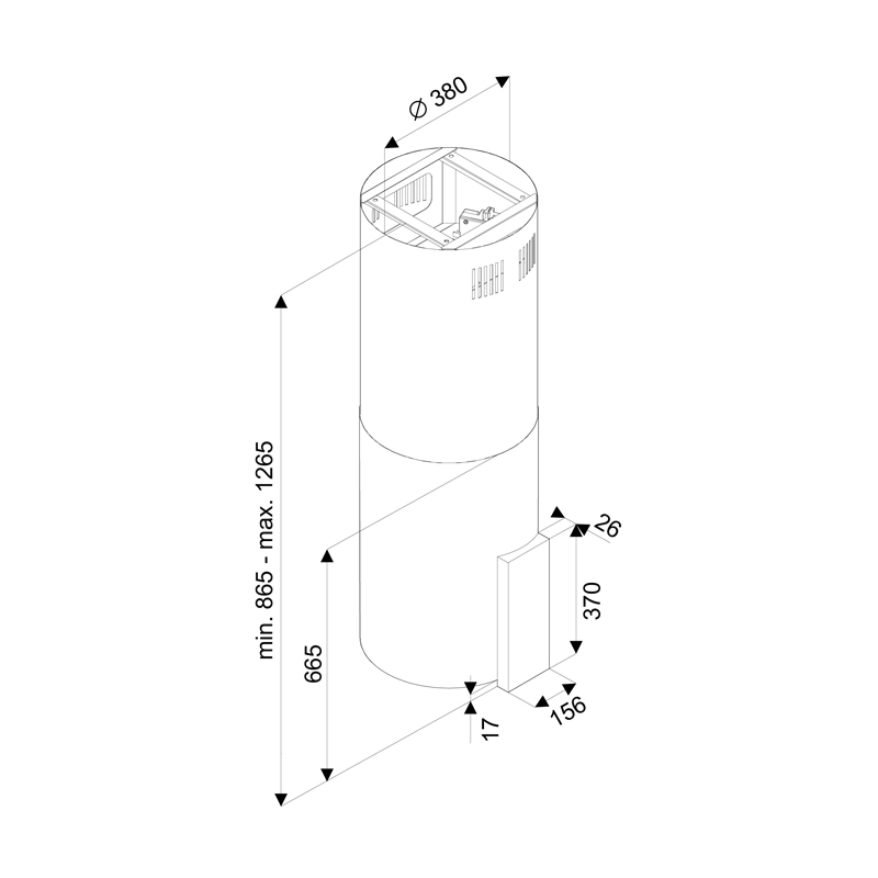 Вытяжка Tornado Tube Island 1200(40) BL