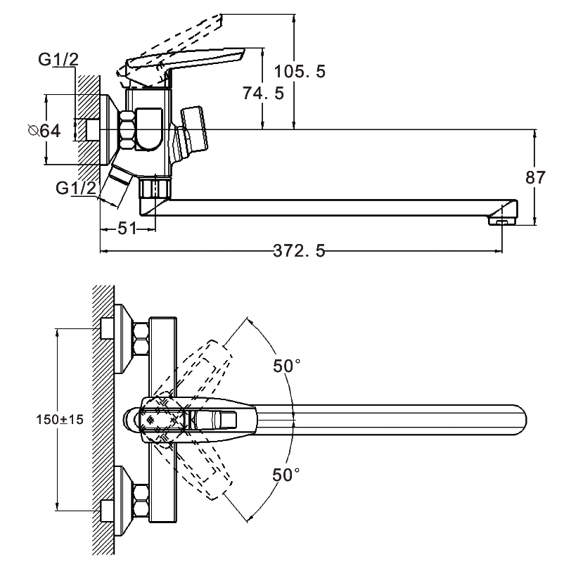 Смеситель для ванны Zegor NOF7 