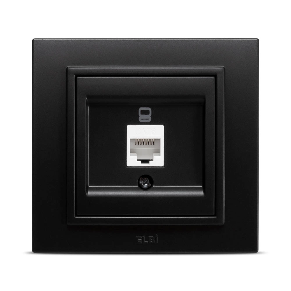 Priză UTP 1XRJ45 CAT6E M+K negru mat EL-BI