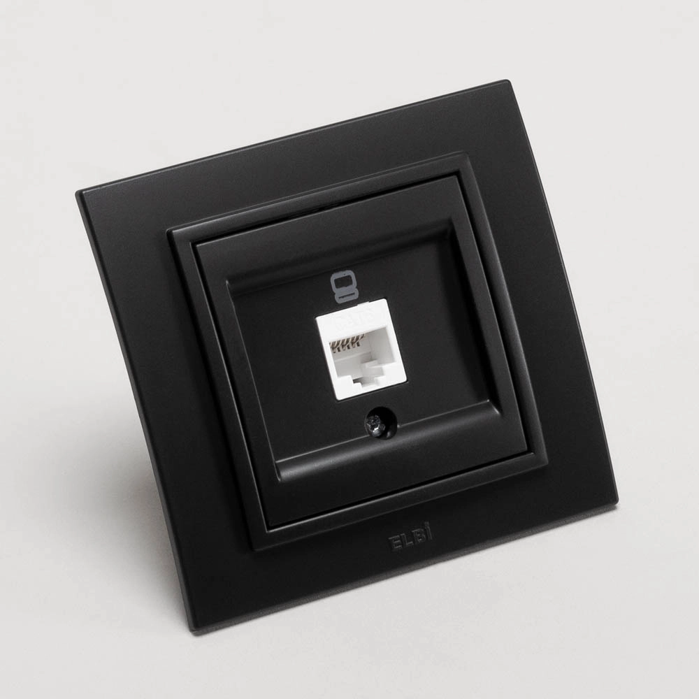 Priză UTP 1XRJ45 CAT6E M+K negru mat EL-BI