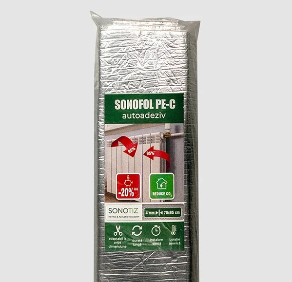 Izolant hidrofob-aluminizat Sonotiz Sonofol PE C Radiator 70cm×95cm×4mm 