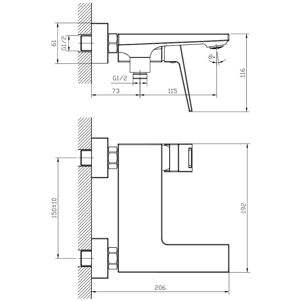 Смеситель для ванны Mateco Apri 107671