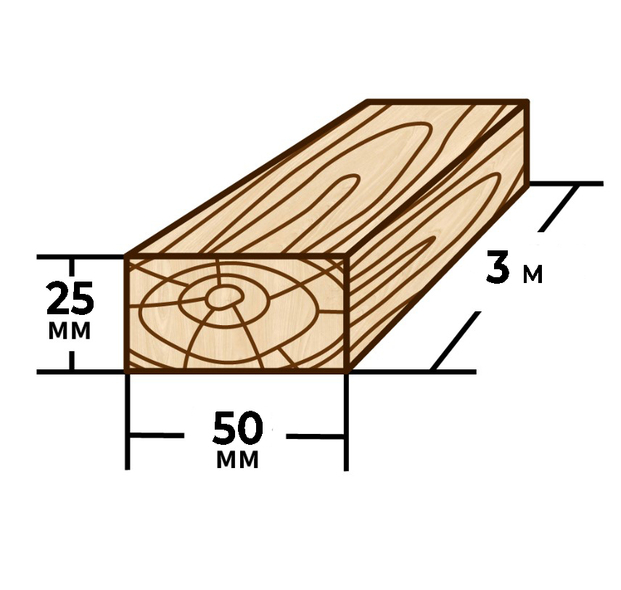Брус 25x50мм 3м