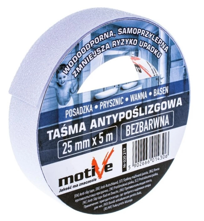 Клейкая лента противоскользящая прозрачная Motive 25mm/5m 020219