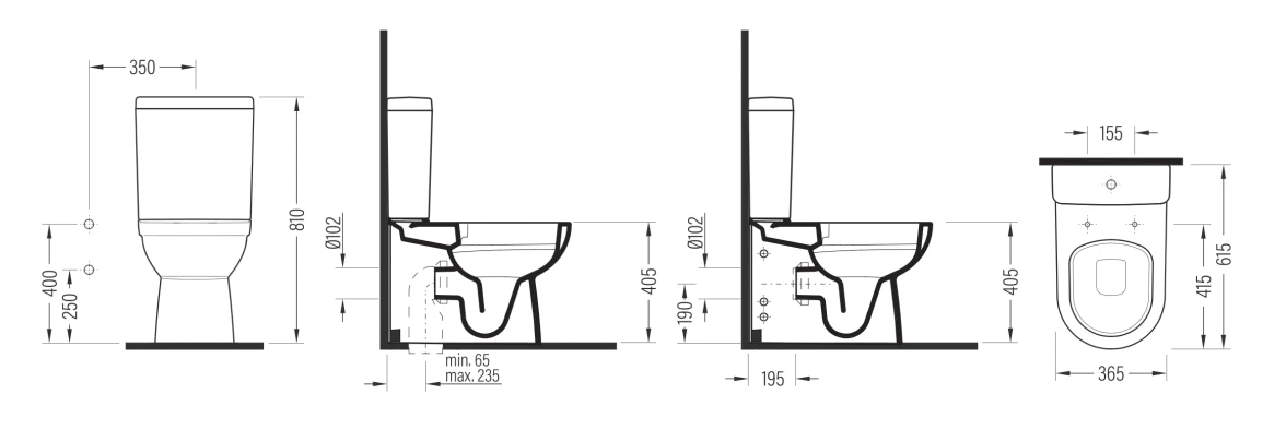 Напольный унитаз Bien Capri Set black to wall + биде