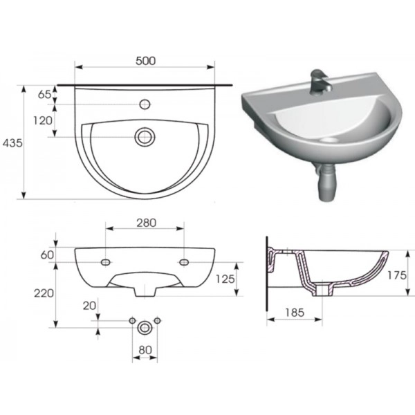 Раковина Cersanit Prezident 50 1134 