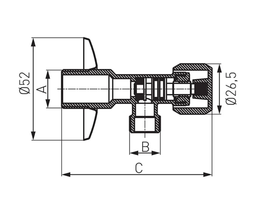 Угловой кран Ferro 1/2x1/2'' FRRC33000 