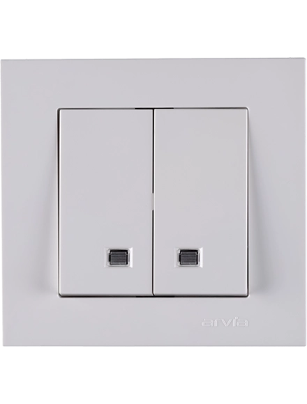 Întrerupător dublu cu indicator 10A alb Karen Arvia 0103123