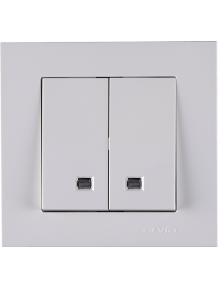Întrerupător dublu cu indicator 10A alb Karen Arvia 0103123
