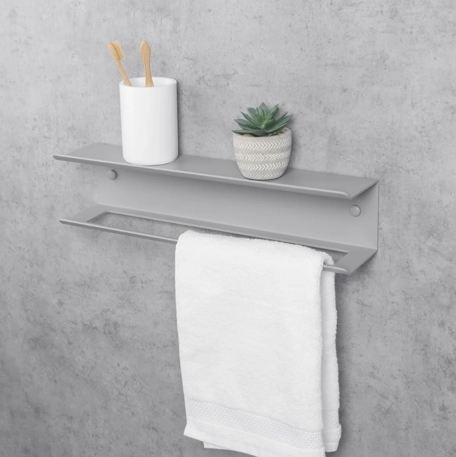 Вешалка для полотенец с полкой Daske Pody ADH TR/PY-1031G-A серый