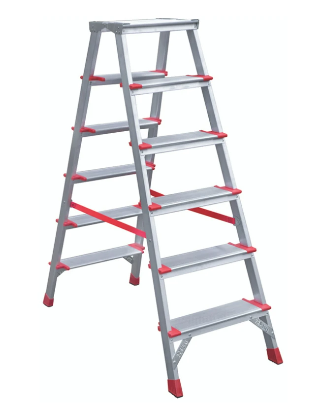 Scara din aluminiu dubla 6 trepte + platforma, 2.1 m, BAU WELT