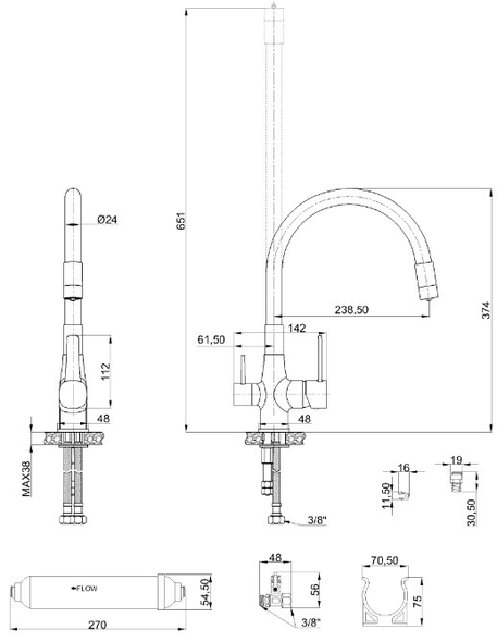 Смеситель Invena Glamour BZ-02-F08-V 