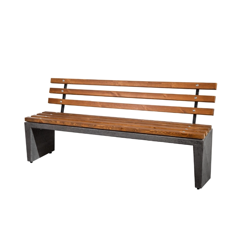 Bancă de beton cu spetează din lemn
