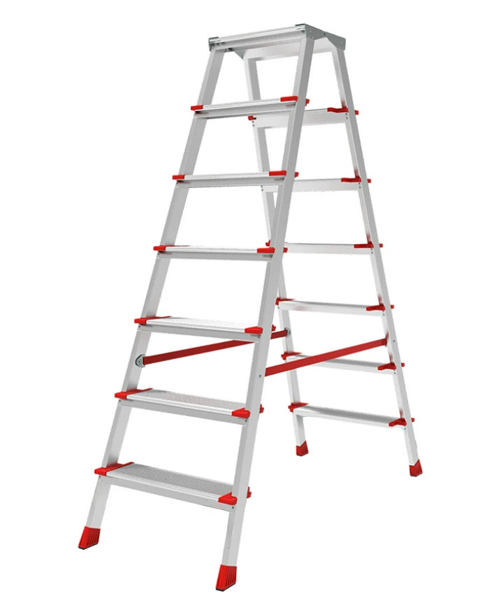 Scara aluminiu dubla 7 trepte + platforma, 2.5 m, BAU WELT