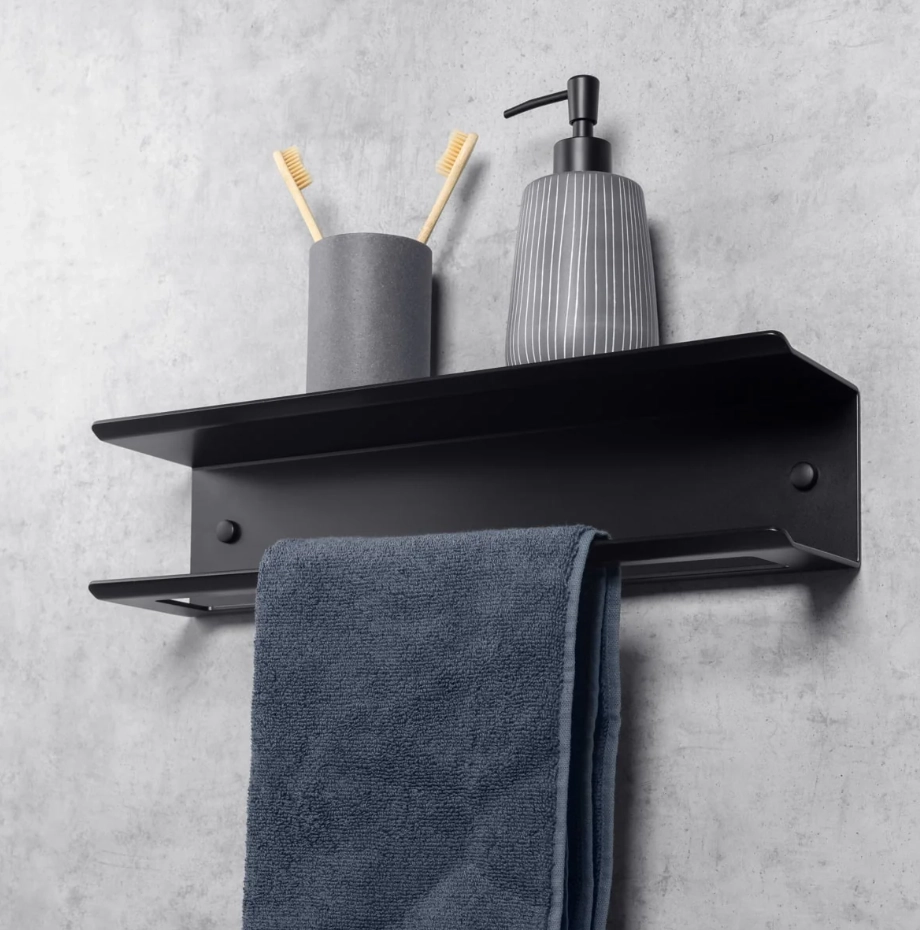 Вешалка для полотенец с полкой Daske Pody TR/PY-0621B чёрный