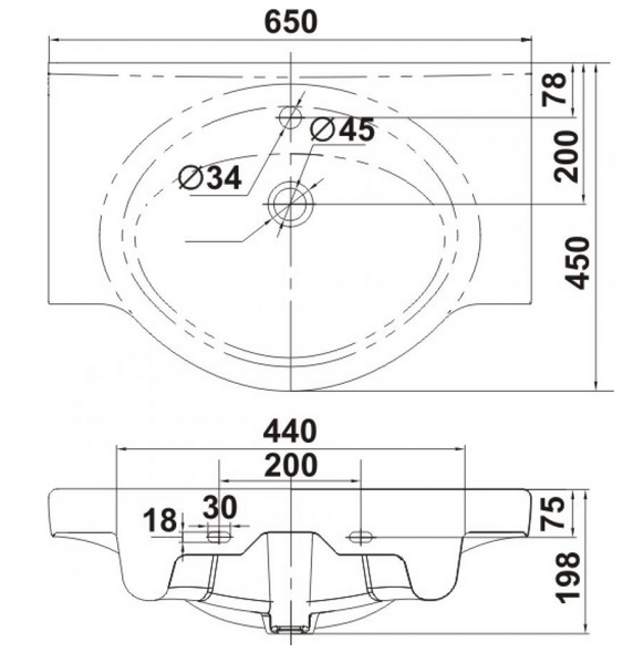 Раковина для мебели Keramin Lavoar Nord 65 1c