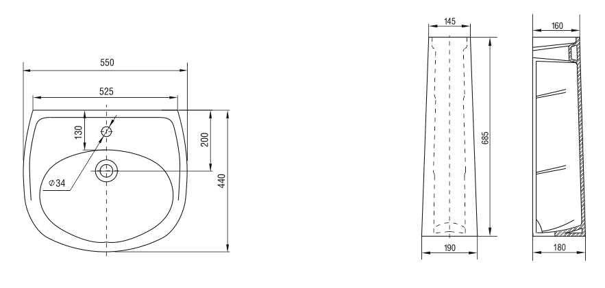 Lavoar Keramin Riva 55 alb 1c