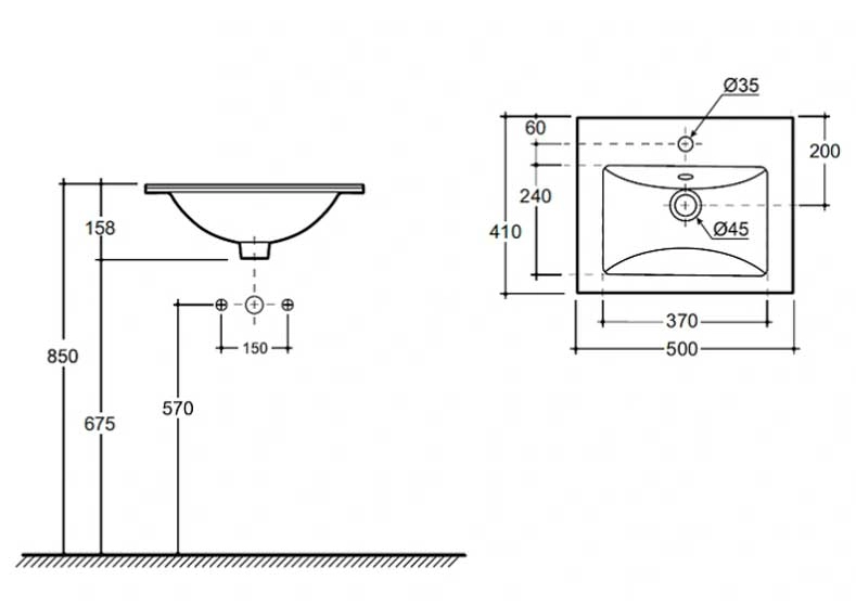 Раковина Keramin Bergamo Nova 50 FS белая 1c 