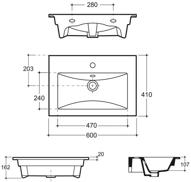 Раковина Keramin Bergamo Nova 60  FS белая 1c 
