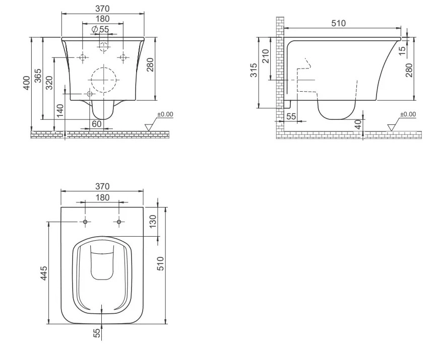 Подвесной унитаз Ibiza Duroplast Ibiza Slim 109731 