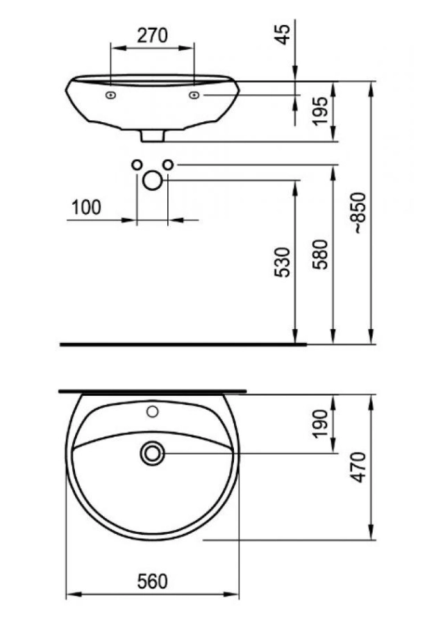 Раковина Fayans Individ 56x47x19.5 99771 