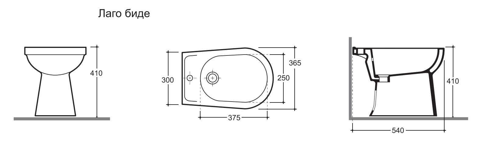 Биде Lago Керамин белый 1c