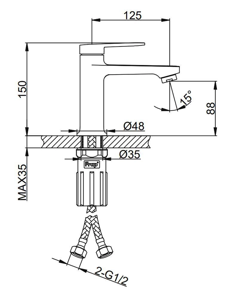 Смеситель Frap F 1085-6 чёрный 0321