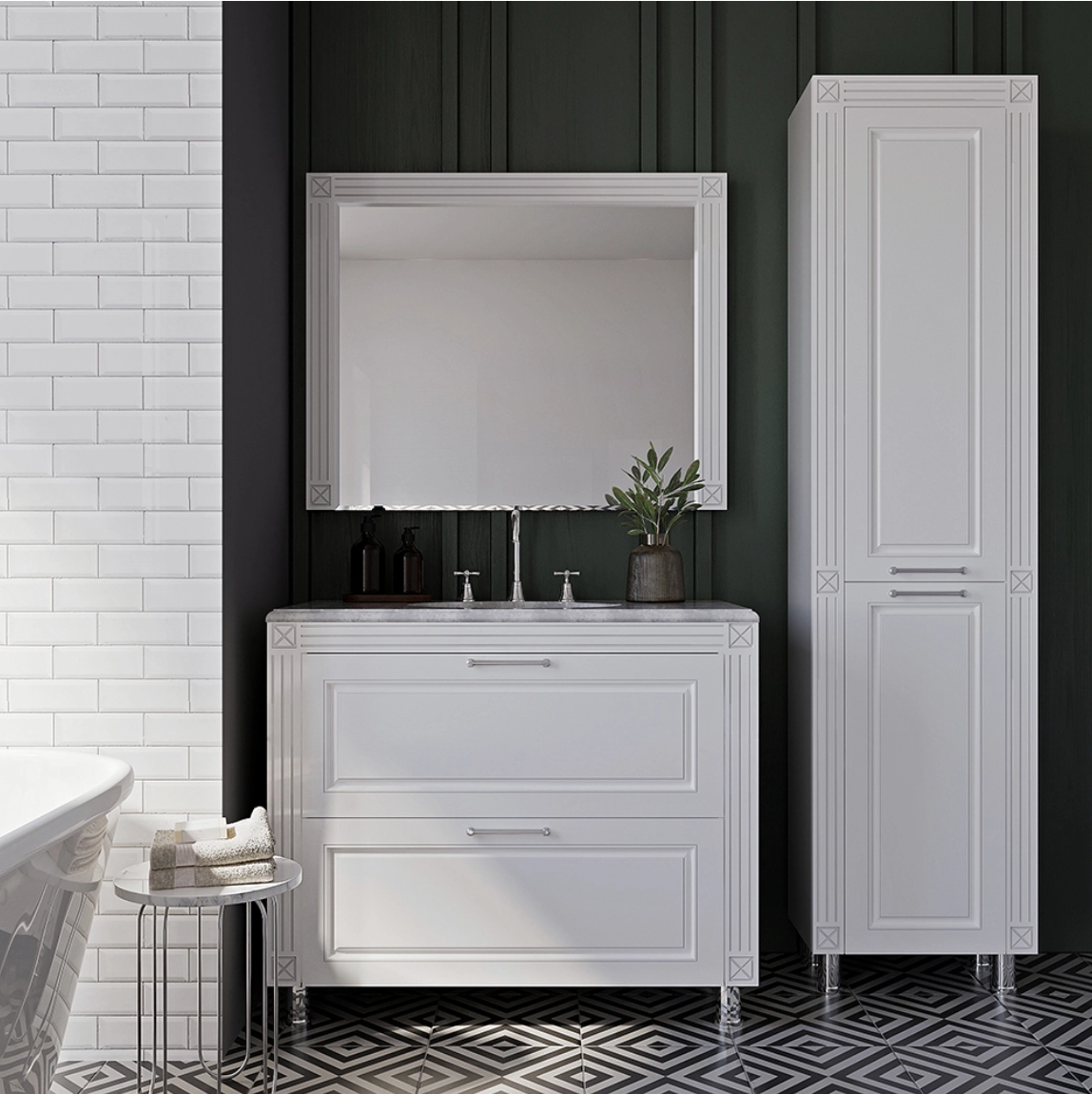 Шкаф под умывальник Napoleon 100 серебристый белый 1512172 