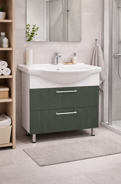 Mobilier de baie Cezaro 80 3D + lavoar Cezaro 