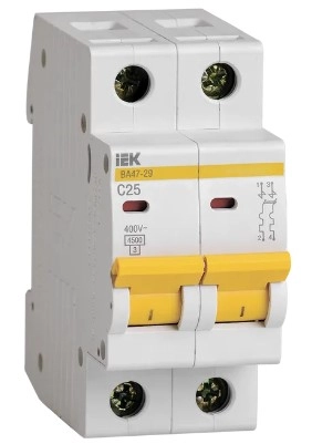 Автоматический выключатель IEK BA47-29 2P 4.5kA 25A C 02535