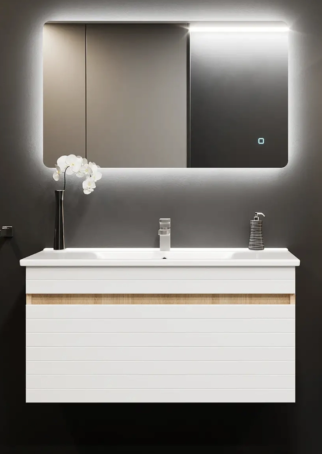 Шкаф подвесной под умывальник Bayro Avanti 117513 + умывальник  Sanovit Soft 650 10936 