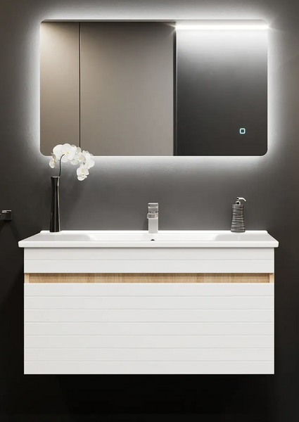 Dulap suspendat pentru lavoar Bayro Avanti 117513 + lavoar Sanovit Soft 650 10936 