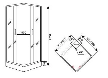 Душевая кабина DK/S-6008 90x90x215