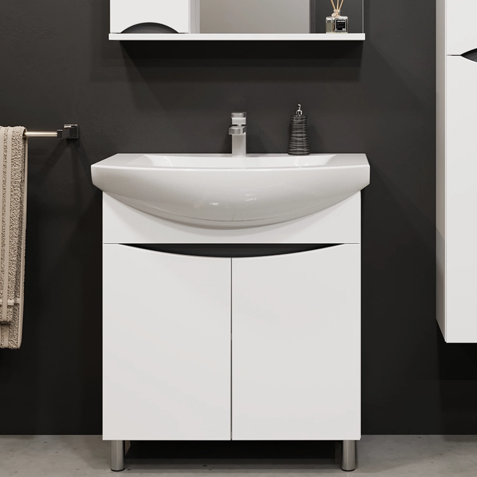 Шкаф под умывальник Bayro Elara Duo 122187 + умывальник Sanovit Zenon 650 6422 