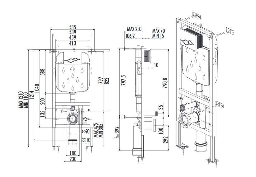 Инсталляция для подвесного унитаза Creavit WC GR5003.01 43576 